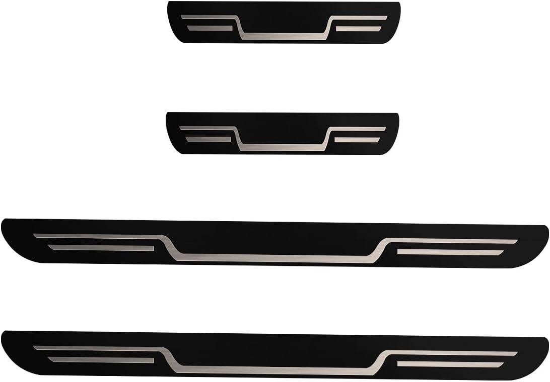 Craedli 4PCS Car Door Sill Protector Sticker, Stainless Steel Auto Door Edge Guard, Anti-Scratch Door Sill Threshold Protection Strip, Universal Car Interior Decoration for Sedan SUV (Black-Mirrored)