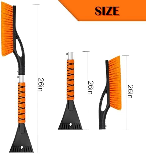 Snow Brush & Ice Scraper, 27 Inch, Ice Scrapers for Car Windshield, Detachable Snow Removal Tool with Ergonomic Foam Grip for Cars, Trucks, Suvs