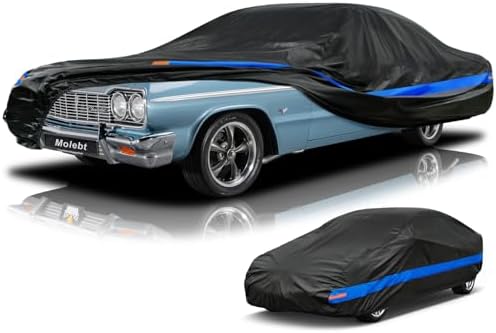 Car Cover Waterproof All Weather for Automobiles, Universal Fit Genesis G90, Ford Crown Victoria/Galaxie, Buick Roadmaster, Chevrolet Caprice etc, Suitable for Sedan Length up to 218 Inch.