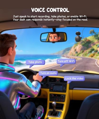 KAWA Dash Cam 2K, Mini Spherical with Voice Control & WiFi Car Camera