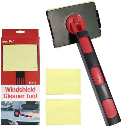 Car Windshield Cleaning Tool, Window Cleaner Microfiber Pads, Extendable Handle Glass Wiper, Interior Exterior Window Cleaning Kit, Wiper Brush for Cars and Windows, Reusable