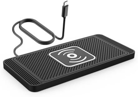 Wireless Charger Car Charging Pad 15W Fast Car Wireless Charger Pad, 15W Fast Charging, Anti-Slip, Universal Qi Compatible with iPhone and Wireless Charging Phones, Black(USB-C)