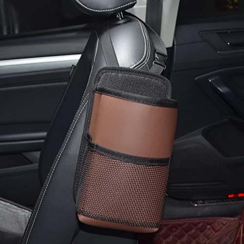 2 in 1 Large Cup Holder, 80 oz Auto Water Bottle Holder Bag, Bottles & Big Drinks. Hanging Multi-Function Mini Car Seat Side Organizer, Phones, Stuff Holder with Mesh Pocket for Cars, SUV & Truck