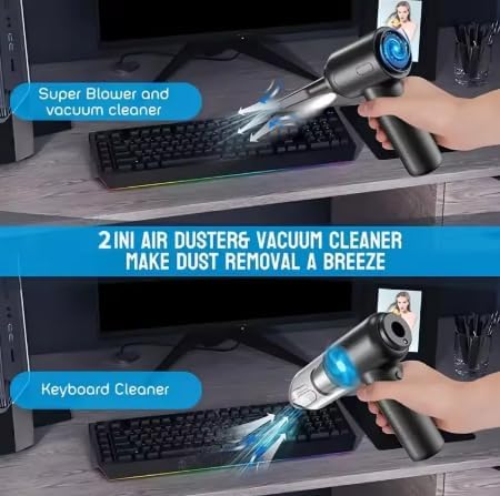 2 in 1 Cordless Air Duster & Handheld Vacuum Cleaner USB Rechargeable