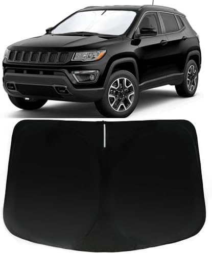 Windshield Sun Shade for Jeep Compass 2017-2025 | Car Front Window Sunshade with 240T Sun Visor Protector Blocks UV Rays Heat Sun Shield Accessories