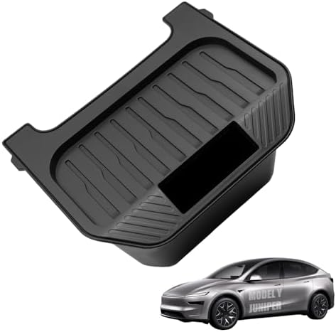 Rear Center Console Organizer for 2025-2026 Tesla Model Y Juniper, Backseat Storage Bin & Trash Can, Snap-In Stable Installation, TPE Partitioned Organizer for Model Y Juniper Accessories