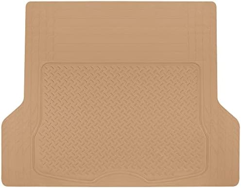 BDK Heavy Duty Rubber Cargo Mat Liner - All-Weather Trunk Protection, Trim-to-Fit Design for Cars, SUVs, Vans &amp; Trucks - Non-Slip, Waterproof, Durable Cargo Floor Liner - 46" x 56.75" x 0.25" - Beige