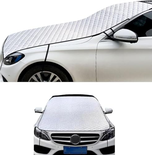 Car Windshield Cover for Ice and Snow, Thickened Windproof Four-season Protection Waterproof Dustproof Frost-proof Portable Car Cloth, Outdoor Indoor Foldable Protective Cover, for Cars (Silver)