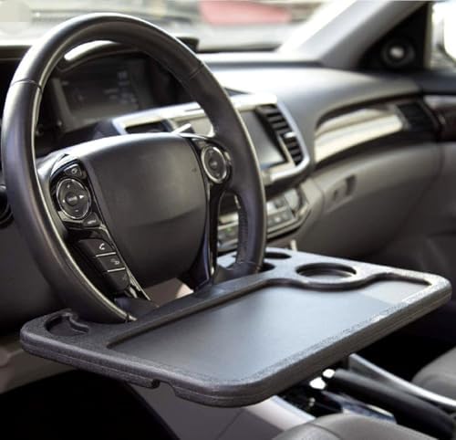 Car Steering Wheel Desk,Steering Wheel Tray, Lightweight Food Drink Table for Car, Hook on Car Steer Wheel Table Tray Fit for Most Vehicles (Black)