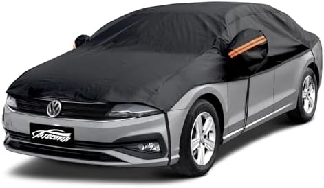 Half Car Cover Top, Hail Protector Car Cover with Cotton Liner, Sunroof & Windshield Cover for Ice and Snow, All Weather Vehicle Body Cover for Sun, Rain, Dust