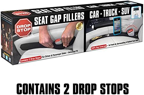 Drop Stop The Original Car Seat Gap Filler - Set of 2 (Pad + LED Light) | Car Accessories for Men & Women, Between Seats Console Organizer, Patented, As Seen On Shark Tank