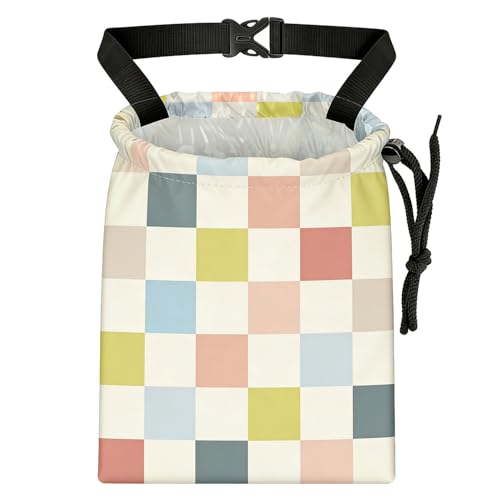 Colored chessboard Car Trash Bag - Waterproof Car Trash Bag Hanging Leakproof Car Garbage Bag - Washable Reusable Trash Bag For Car Interior Hanging Organizer Storage Vehicle Travelling Camping