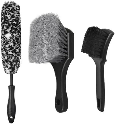 Car Wheel & Tire Brush Set, Wheel Cleaner Brush, Soft & Stiff Bristle Cleaning Brush, Wheel Brushes for Cleaning Wheels, Rim Brush for Car Body Exterior Surface, Carpet, Truck, SUV, RV, Motorcycle