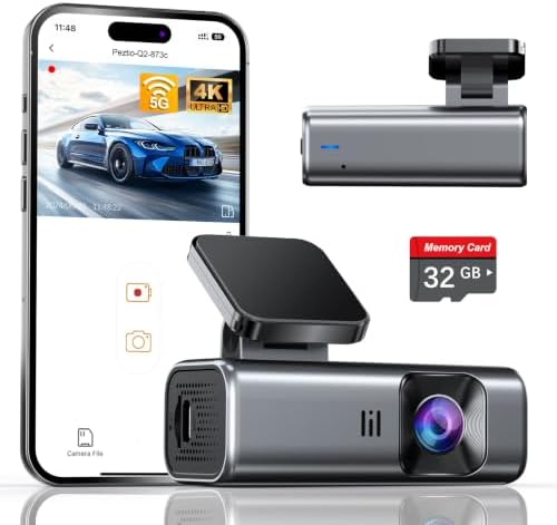galphi 4K Dash Cam Front, 5GHz WiFi, 32GB Card Included, Mini Dashcam
