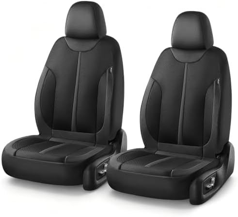 Seat Covers, Car Seat Covers Front Seat, Black Seat Covers for Cars 2 Seats, Breathable Car Seat Protector, Front Car Seat Cushion, Automotive Seat Covers Universal Fit for Most Cars SUV Trucks