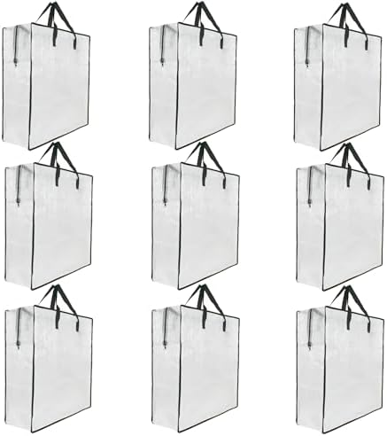 9 Pack Clear Storage Bags with Zipper and Handles, Blanket Bags For Closet Storage, Moving and Packing Supplies for College, Underbed Storage Organizer for Clothes Pillow Bedding Christmas Wreath