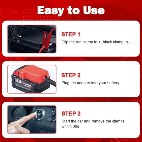 Jumper Cables with Adapter Compatible for Mil.waukee M18 18V Batteries