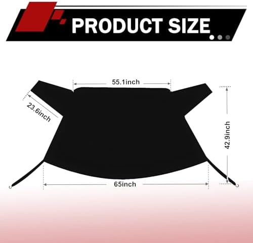 Car Rear Windshield Cover for Ice Snow, 600D Oxford Fabric Back Window Snow Frost Cover, 65" x 42.9" Thickened Anti-tear Windshield Protector for Winter, for Most Vehicles (Black)