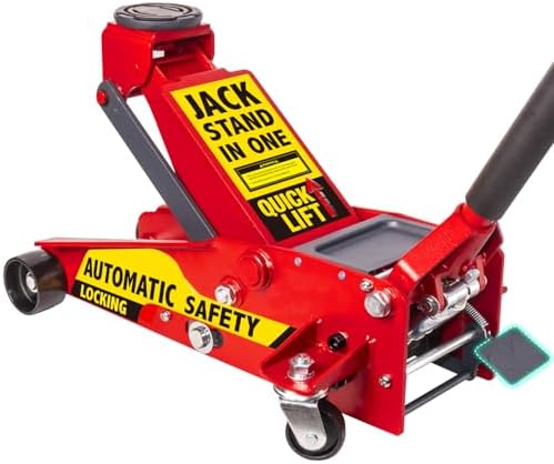 【Upgraded】 Safety Floor Jack System 3.5 Ton (7000 lbs) Automatically Locking After Lifting for Double Safety 2-in-1 Hydraulic Jack with Integrated Jack Stand Quick Lift for Car, SUV, Truck & Garage