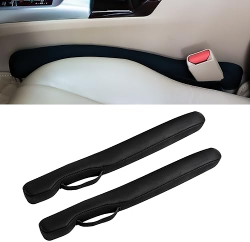 2PC Car Seat Gap Filler, Universal Fit for Car SUV Truck, Full Coverage Between Seat and Center Console, Prevent Small Items from Dropping Black Thin
