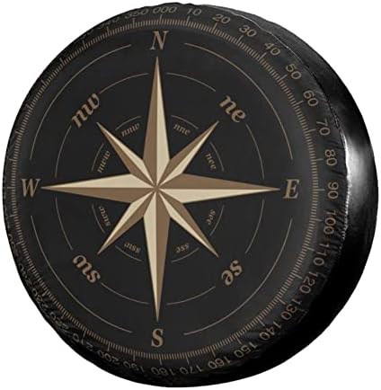 Compass Rose Black Spare Tire Cover Dust-Proof Wheel Tire Cover Fit Trailer, RV, SUV and Many Vehicle 17 Inch