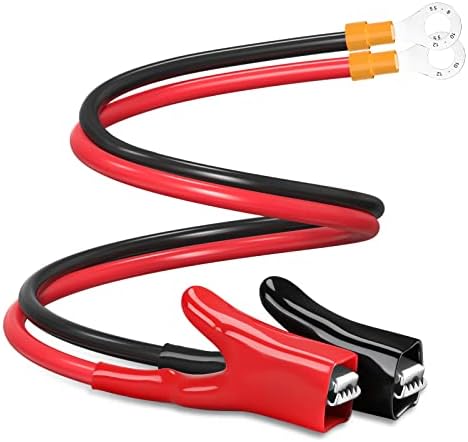 ELECTOP Upgraded 10AWG Battery Alligator Clips Booster Jumper Cable, Battery Charger Clamps to O Ring Terminal Harness Wire, Quick Disconnect/Connect Cable for Inverter Car Battery Charging
