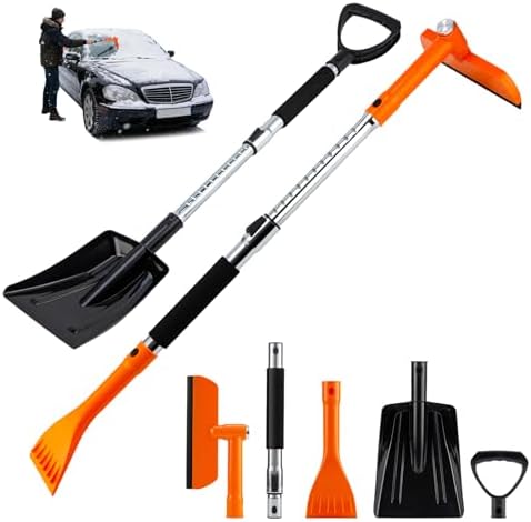 REALYOU 49.2" Car Snow Brush and Ice Scraper for Car Windshield, 3-in-1 Extendable Snow Shovel with Wide Head,180° Pivoting Snow Brush Head and Fpam Grip, Durable Snow Remover for Car Auto Truck SUV