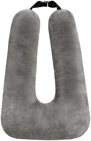 Travel Pillow,Car Pillow for Kids,Support Head and Neck on Road Trip-Grey | Car Sleeping Pillow with Adjustable Strap, Road Trip Essentials for Kids and Adults,Velvet Fabric Filled with High PP Cotton