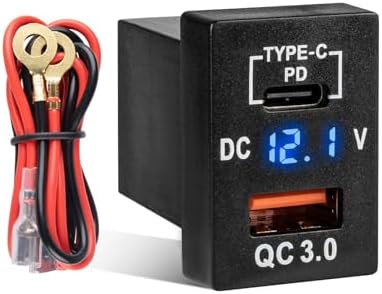 Anina Car Charger Socket Dual PD USB Ports Power Adapter QC3.0 USB A Quick Charging & Type C 12V Power Charging Outlet Compatible with 2008-2024 Toyota Tacoma 4Runner Tundra RAV4