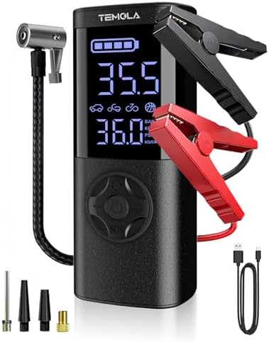 TEMOLA Portable Car Jump Starter with Air Compressor, 150PSI Jump Box