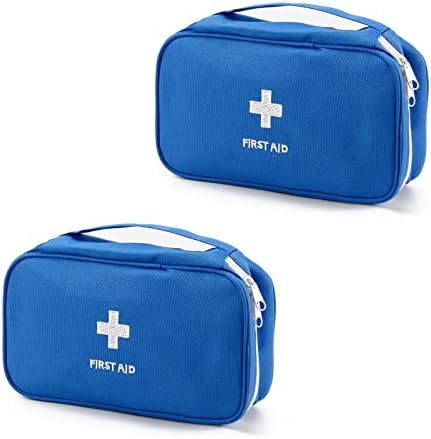TOPASION Portable Empty First Aid Kit Bag, Travel Medicine Pouch, Small Medical Bag (2 Pieces Blue)
