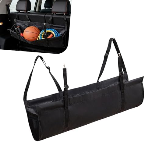 Car Trunk Organizer, Hanging Backseat Storage Bag with Adjustable Straps, Waterproof Oxford Fabric Collapsible Back Seat Organizer, Universal for Most Cars, Trucks, SUVs, Van (Black)