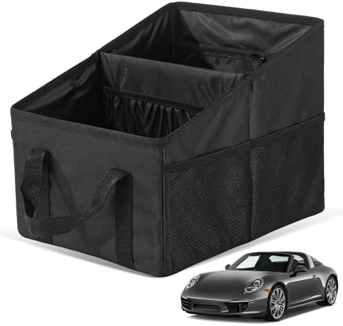 Car Seat Organizer, Collapsible Auto Console Storage Caddy with 4 Mesh Pockets, Multiple-Pocket Storage Organizer Interior Accessories for Vehicle Front & Back Seats