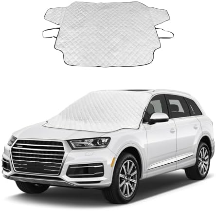 Ziciner Car Windshield Snow Cover, 76'' x 49.6'' Magnetic Front Windshield Cover with 4 Layers Protection, Auto Snow, Ice, Sun, Frost Defense, Universal Winter Exterior Accessories