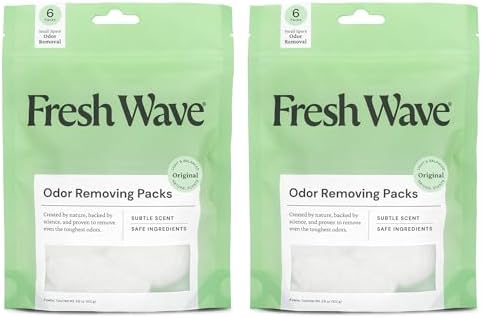 Fresh Wave Odor Eliminating & Deodorizing Packs | 2 Bags of 6 Each | Safer Odor Relief for Small Spaces | Natural Plant-Based Odor Eliminator | Odor Absorbers for Home, 3.6 Ounce (Pack of 2)
