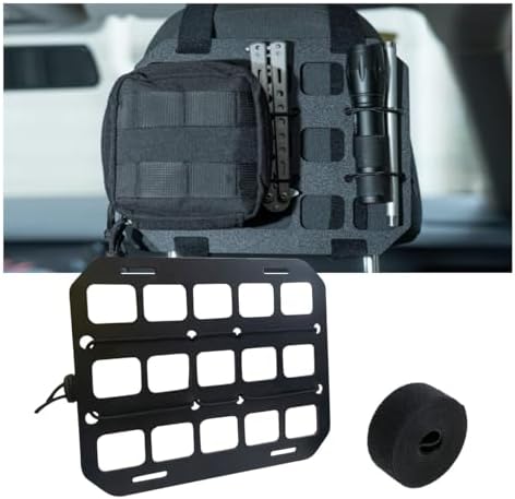 Car Headrest Organizer Rigid MOLLE Panel, Tactical Gear Seat Back Organizer, EDC Pouch Tool Gadget Holder, Backpack Insert Panel for Truck Equipment Mount Plate Modular Storage Shelf (Headrest Panel)