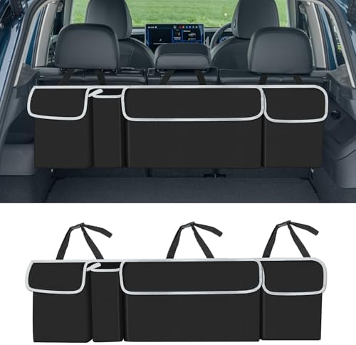 wuyaoyao Car Trunk Organizer, Large Capacity Hanging Trunk Storage Organizer with Pockets & Adjustable Straps, Oxford Fabric Vehicle Backseat Storage Bag, Universal Car Accessories (Regular)