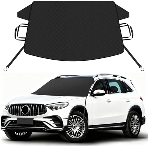 KALINCO Windshield Cover for Ice and Snow, 600D Oxford Fabric Car Windshield Snow Cover, Anti-Frost Waterproof Winter Windshield Covers, Fits Most Cars SUVs Trucks Sedans