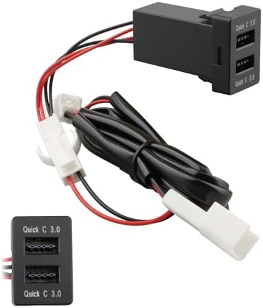 QC3.0 Dual USB Power Socket Car Charger Fit for Toyota Sequoia Highlander Tacoma Tundra 4Runner RAV4 Yaris – Quick Charge Car Charger USB Adapter