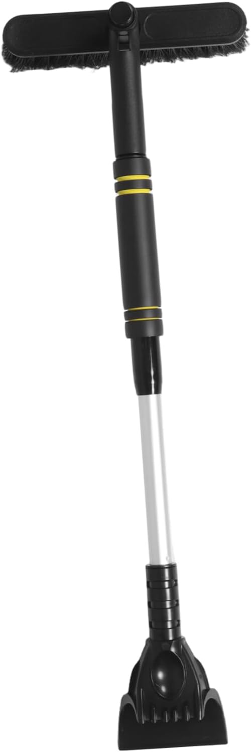 Luxshiny Extendable Snow Brush and Ice Scraper for Cars, Black Plastic