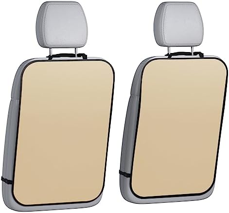 lebogner Back Seat Cover for Kids, 2 Pack Kick Mats Backseat Protector, Car Interior Travel Accessories Waterproof Kick Guard for Vehicles to Protect from Dirt, Mud & Scratches of Kids Feet, Beige