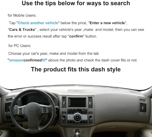 Yiz Dash Cover Mat Custom Fit Infiniti FX35 FX45 2003-2008 (Black) Y40