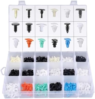 360Pcs Weatherstrip Retainer Clips Quick-Select Kit Assortment, Nylon Door Seal Fasteners, Compatible with Ford GM Chrysler VW Multiple Vehicles (Multicolor)