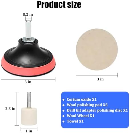 9PCS Car Glass Polishing Kit, Windshield Scratch Removal Set for Removing Wiper Blade Damage Scuffs, Wheel Scratch Felt Pad Repair Kit with 100g Cerium Oxide Powder, Universal Fit