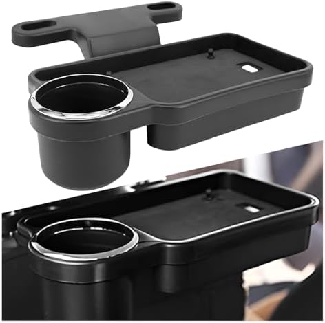 Car Cup Holder Tray, Foldable Car Backseat Organizer Food Tray for Eating, Multifunctional Detachable Headrest Drink Trays Desk for Most Vehicles Road Trips
