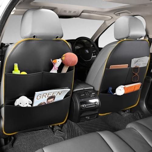 2Pack Seat Back Protectors for Kids, Car Kick Mats for Front Seats, Black