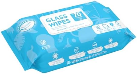 Air Jungles Bundle: Glass & Window Cleaner Wipes (70 Count) + 3-in-1 Leather Cleaner Wipes (70 Count), Extra Large 8" x 10"