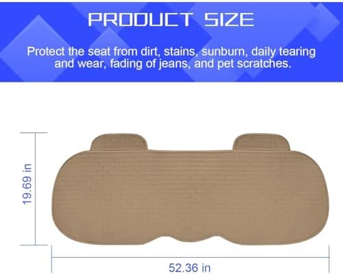 Osilly Car Back Seat Cover, Anti-Slip Long Vehicle Rear Bench Protectors with Storage Pocket, Breathable Comfortable Auto Interior Seating Bottom Protection Accessories, Universal Fit (Brown)