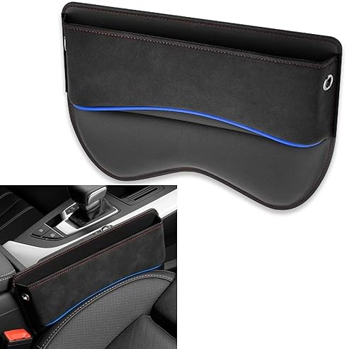 Pack-1 Car Seat Gap Filler, Leather Car Seat Storage Box, Universal Car Seat Organizer, Adjustable Car Utility Bag, Car Accessories for Phone, Cards, Keys, Coins, Receipts (Black)