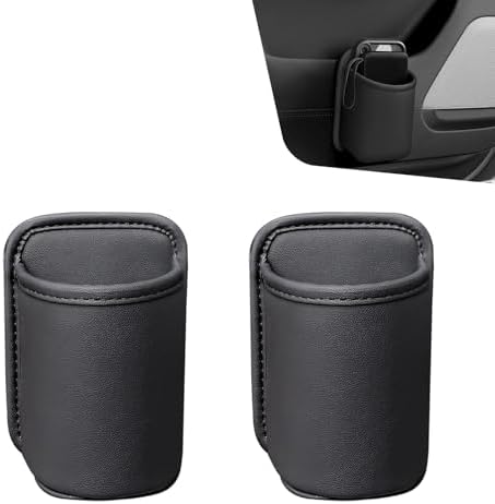 2 PCS Back Seat Cup Holders for Cars, Door Storage Box, Multifunctional Storage Bag Trash Can, Universal for Car Leather Water Bottle Holder, Auto Interior Accessories (Black)